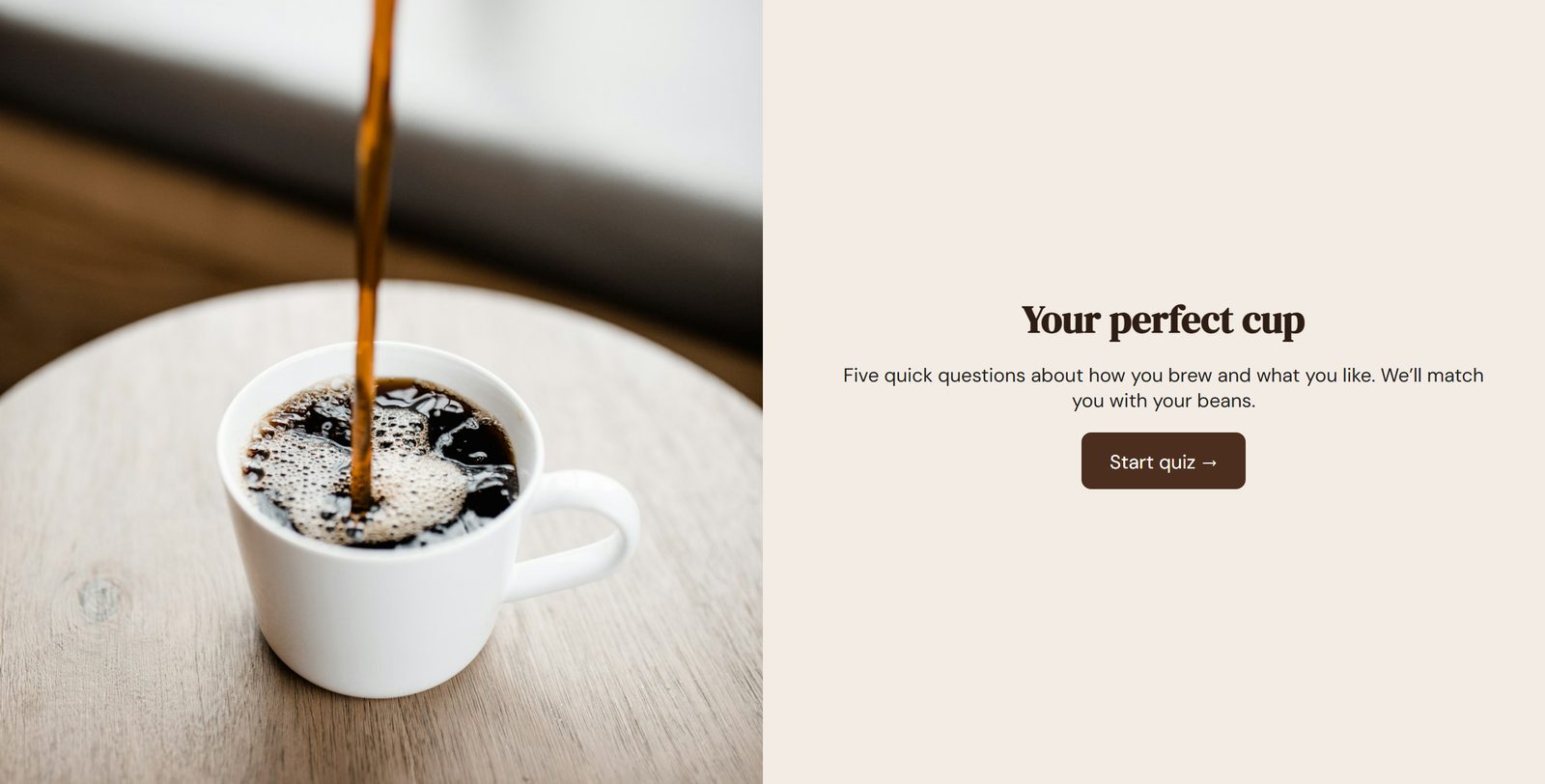 Coffee finder template start page