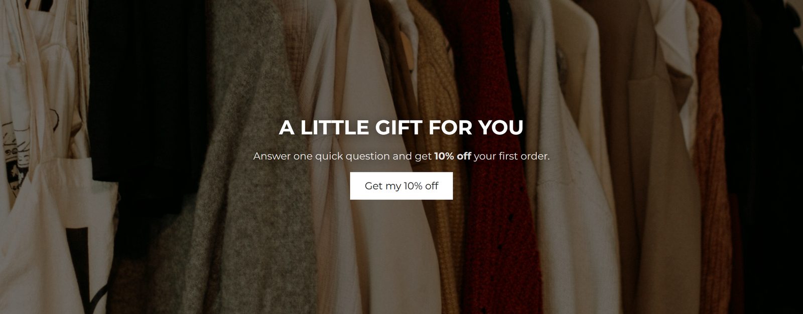An email sign-up quiz offering 10% off