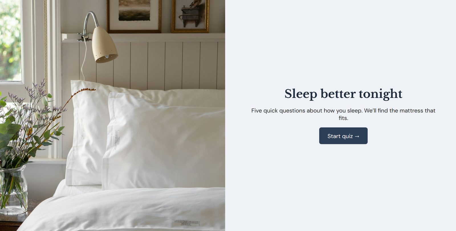 Mattress finder: start page