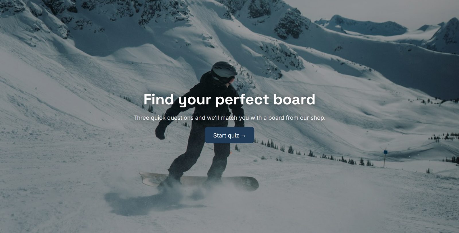 Snowboard finder: start page