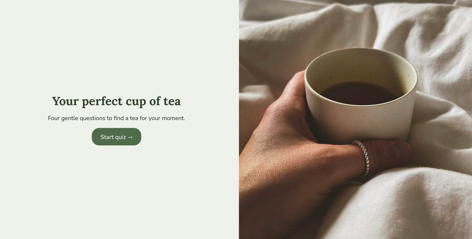 Tea finder: start page